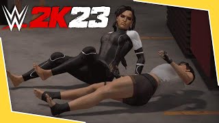 Jennifer Lawrence vs Lara Croft  WWE 2K23 Backstage Brawl [upl. by Wehrle]