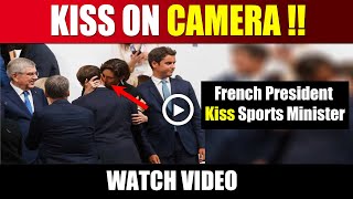 French President Emmanuel Macron Kiss His Sports Minister On Camera  french president video [upl. by Anehta77]