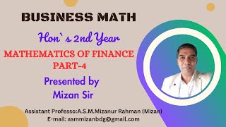 BBA Hons 2nd year Business Math Mathematics of Finance  Part4 [upl. by Adlihtam]