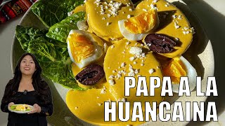 How To Make Peruvian Papa a La Huancaina Recipe Creamy Cheesy Spicy Sauce Over Potatoes [upl. by Cerallua]