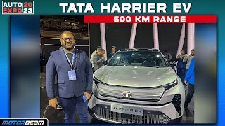 Tata Harrier EV With AWD amp 500 KMs Range  2023 Auto Expo  MotorBeam [upl. by Horick]