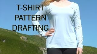 Basic Tshirt Pattern  Sewing Project Stretch Fabric  PATTERN DRAFTING TUTORIAL 1 [upl. by Valerle]