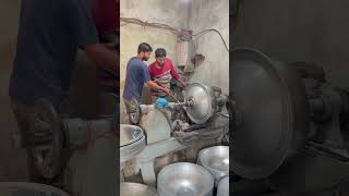 Making stainless steel large bowl unitedstate viralvideos shortvideos skillvideos [upl. by Ahsitnauq]