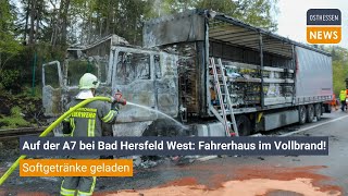 NEUENSTEIN Feuer unter Kontrolle  Auf der A7 bei Bad Hersfeld West Fahrerhaus im Vollbrand [upl. by Denzil]