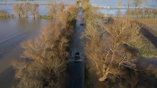 Floods 2020 Fotheringhay Nene flooding drone stock footage [upl. by Madora477]