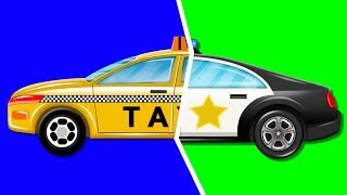 Police Car And Taxi Garage Car Cartoon video For Kids [upl. by Herstein]