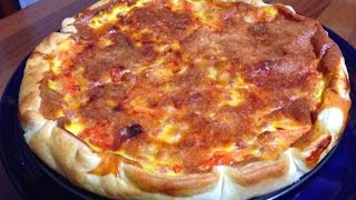 Tarte Salée aux Oeufs Bacon Tomate et Parmigiano Reggiano FRA [upl. by Ezitram139]