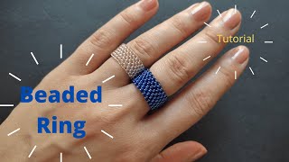 Seed bead ring tutorial basic peyote stitch weaving [upl. by Azial]