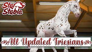 Star Stable Buying ALL of the UPDATED Friesians 😍 All coats  mane styles [upl. by Nylitak]