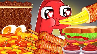 ASMR Mukbang  Black Bean Fire Noodles Spicy Rice Cakes x Alphabet Lore  Mukbang Animation [upl. by Perron]