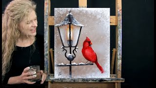 Learn How to Paint WINTER CARDINAL with Acrylic  Paint amp Sip at Home  Fun Step by Step Tutorial [upl. by Gearhart735]