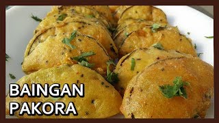 Crispy Baingan Pakora Recipe Baigan Ke Pakode  Eggplant Fritters Recipe  Healthy Kadai [upl. by Atires]