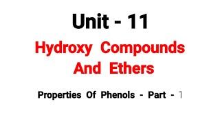 Properties Of Phenols  Hydroxy Compounds And Ethers  TN 12th Chemistry  in tamil  unit 11 [upl. by Aihselef]