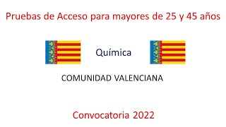 Examen resuelto Prueba de acceso para mayores de 25 y 45 años Química C Valenciana 2022 [upl. by Enelyw]