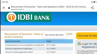 IDBI Bank Recruitment 2024 – 1000 Executive – Sales And Operations Posts [upl. by Isolda]