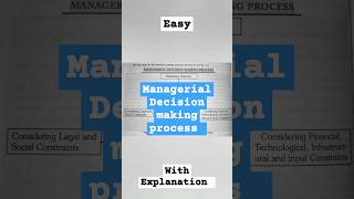 Managerial Decision making process Easy explanation  BCOMMCOMBBAMBA Economics [upl. by Eberle]