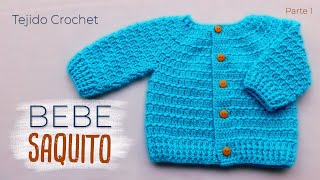 Saquito abierto Jersey Sueter para Bebe a Crochet Parte 1 de 2 [upl. by Emmons]