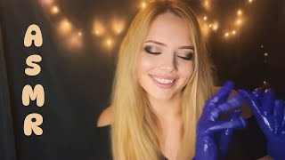 ASMR Pilling amp Foam Hand Massage Tingling ASMR Sounds in Blue Latex Gloves [upl. by Emyle]