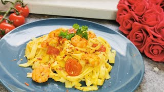 Leckere Pasta mit Garnelen und Tomaten Pasta with shrimps and cherry Tomatoes garnelen pasta [upl. by Rahas]