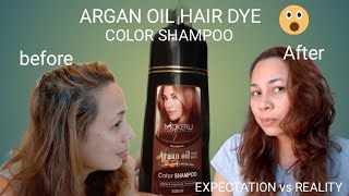 Mokeru Hair dye color shampoo argan oil product review  leonora leonor [upl. by Peirsen]