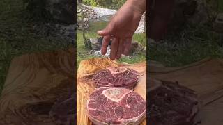 cooking tender cuts of meat on green pastures asmr cooking food shorts [upl. by Hewet]