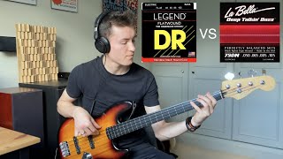 Flatwound vs Tapewound Strings Demo DRLaBella Black Nylon [upl. by Noteloc]