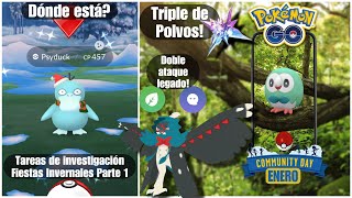 Encuentra a Psyduck Navideño Shiny✨GUÍA de TAREAS INVESTIGACIÓNES DE PAGA CD de ENERO ROWLET✨ [upl. by Eijneb]