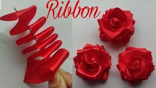 DIY Ribbon Flowers  How to make ribbon flowers  Easy making with needle  Amazing Ribbon Tricks [upl. by Yemorej761]