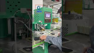 Automatic Rotary Label Press Machine 4 Station Shoe Tongue Labeling [upl. by Kama686]