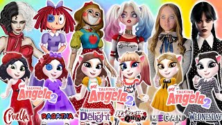 My Talking Angela 2  Miss Delight Vs Ragatha Vs Wednesday vs Cruella 2 Vs Harley Quinn Vs M3GAN 🎭 [upl. by Aisyat]