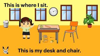 School and School Supplies Story  Vocabulary Sentences and Prepositions [upl. by Sadirah]