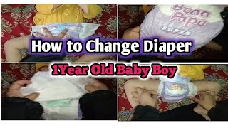 How I Change My Baby Diaper 1 Year old Baby Diaper changing video Diaper Boy kalbvlogs [upl. by Demott]