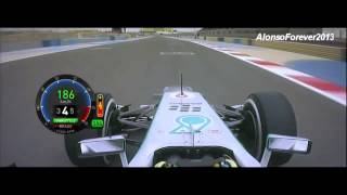 F1 Bahrain GP 2013  Nico Rosberg Pole Position Lap Onboard [upl. by Adnih134]