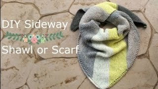 How to Knit a Sideways Scarf Triangle Scarf [upl. by Rus822]