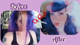 How I Trim my Hair  Long Bettie Bangs [upl. by Marsland]