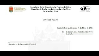 Acuse Declaracion Patrimonial Declarachiapas [upl. by Nert188]