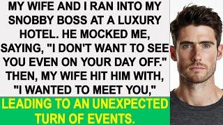 My wife and I ran into my snobby boss at a luxury hotel and he mocked me [upl. by Danella]