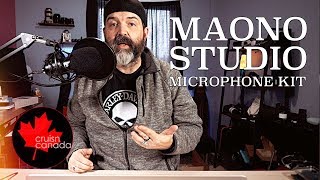 MAONO AUA04 Podcast Studio MIcrophone Kit  Unboxing and Review [upl. by Leonerd]