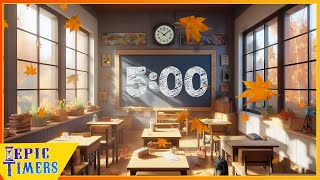 5 Minute Countdown Timer with Relaxing music Fall Classroom Scene [upl. by Houlberg772]