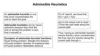 Admissible and Consistent Heuristics [upl. by Nahgrom]