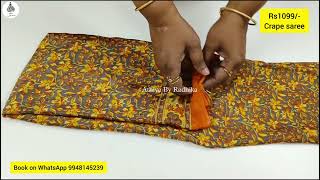 Beautiful Daily Use Crape Sarees crape crapesarees dailyusesarees [upl. by Mehs933]