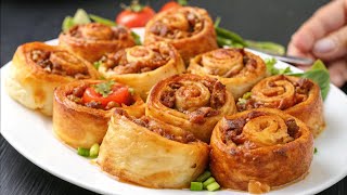 Incredible Minced Meat Rolls in Puff Pastry Easy Delicious and Perfect for Any Occasion [upl. by Llennod]