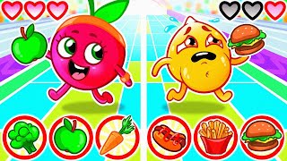 🥦 Healthy VS Junk Food Challenge Song 🍕 VocaVoca Karaoke 🥑🎶 [upl. by Joerg]