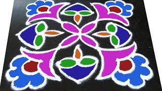 200  Rangavalli for Festival  7 to 1 Straight Dots  Easy Rangoli Designs with Kolam Design [upl. by Maze]