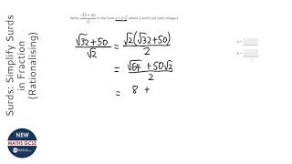 Surds Simplify Surds in Fraction Rationalising Grade 9  OnMaths GCSE Maths Revision [upl. by Doowrehs]