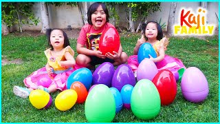 Giant Easter eggs Hunt in the backyard with Ryan Emma and Kate [upl. by Remus]