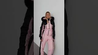 Pink ski suit Ski one piece women Ski onesie Womens ski wear Snow suit Womens ski clothing [upl. by Aicatsanna336]