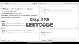 Dy 178 LeetCode Problem 1160 Find Words That Can Be Formed by Characters  Swift [upl. by Bora]