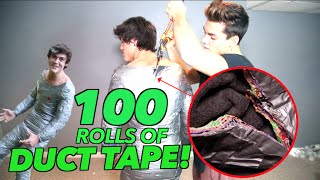 WRAPPED IN 100 ROLLS OF DUCT TAPE 100 layers CHALLENGE [upl. by Hael872]