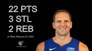 Bojan Bogdanovic 22 pts 3 stl 2 reb vs 76ers  February 22 2024 [upl. by Nawuj]